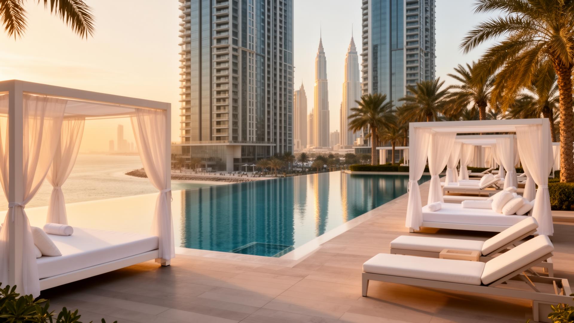 Binghatti Wraith Pool Deck & Cabanas amenity at the official project